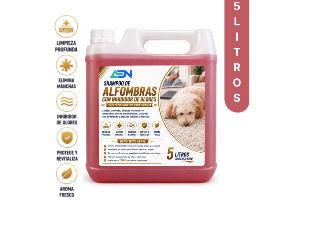 SHAMPOO DE ALFOMBRAS C/INHIBIDOR DE OLORES ADN 5 LT