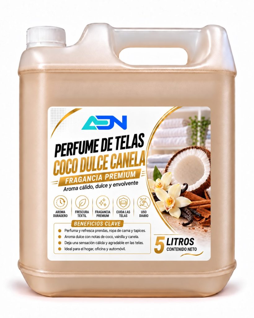 PERFUME DE TELAS COCO DULCE CANELA 5 LT ADN