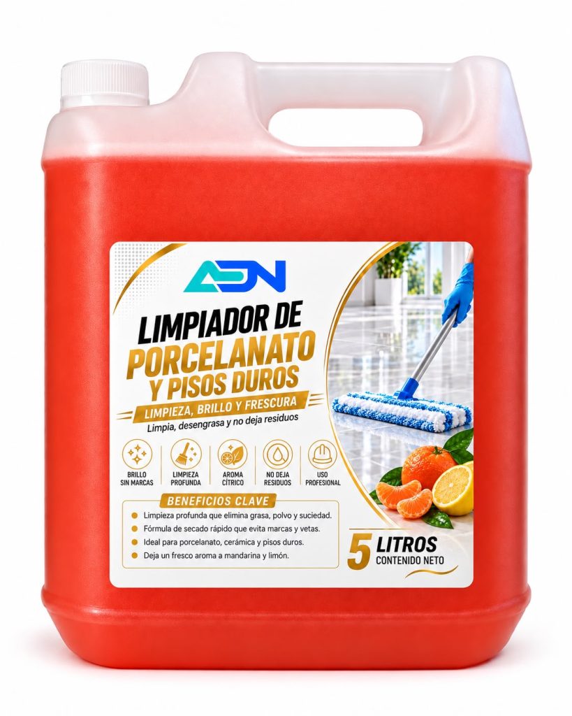 LIMPIADOR PORCELANATO Y PISO DUROS AROMA CITRICO ADN 5 LT